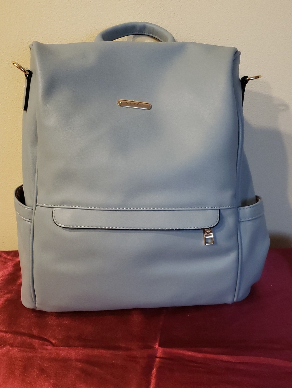 Light Blue Women's Backpack Tote with Top Handle - GLUCI